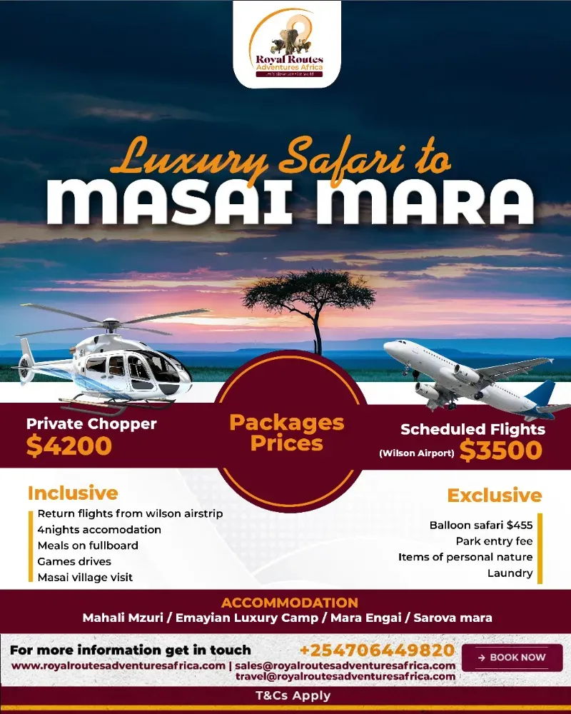 poster for a luxury safari to maasai mara